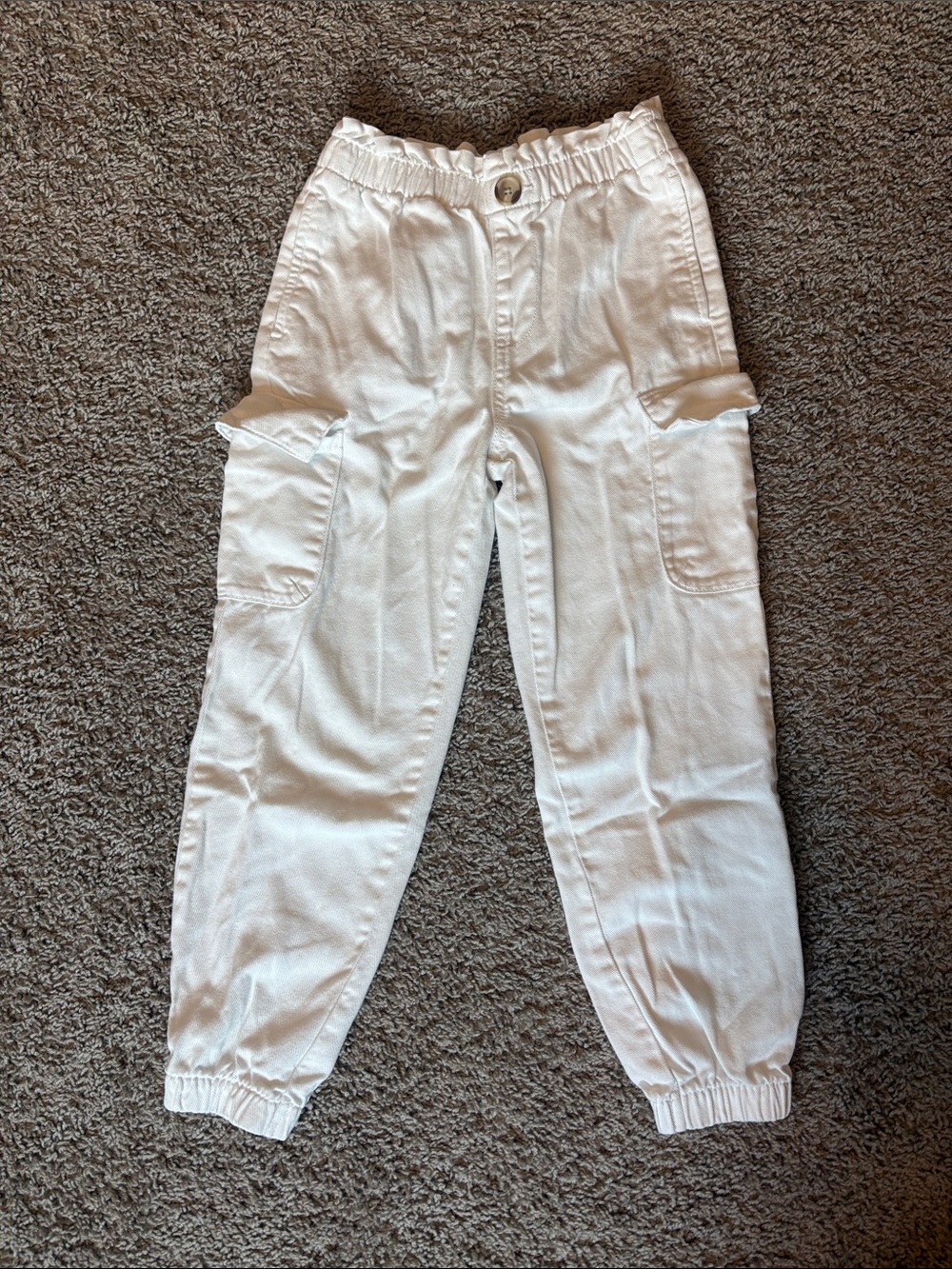 Kids White Cargo Jogger Pants